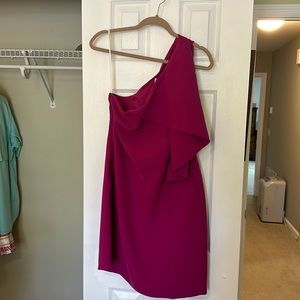 Halston pink one shoulder dress